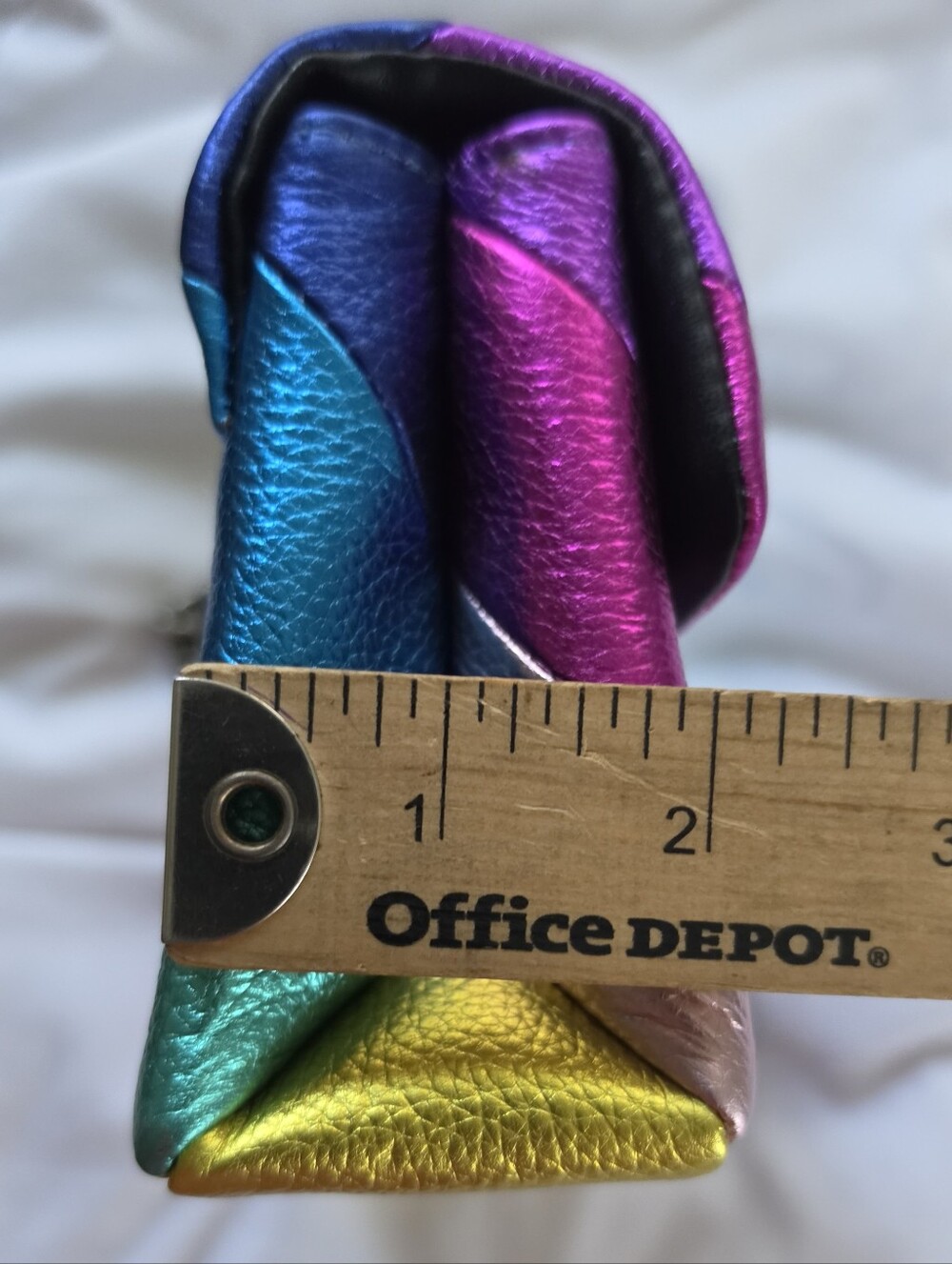 Kurt Geiger Rainbow Chevron Leather Crossbody Bag - Pink Purple Blue Teal Yellow - Picture 12 of 12